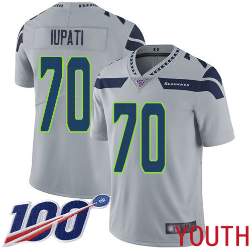Seattle Seahawks Limited Grey Youth Mike Iupati Alternate Jersey NFL Football #70 100th Season Vapor Untouchable->women nfl jersey->Women Jersey